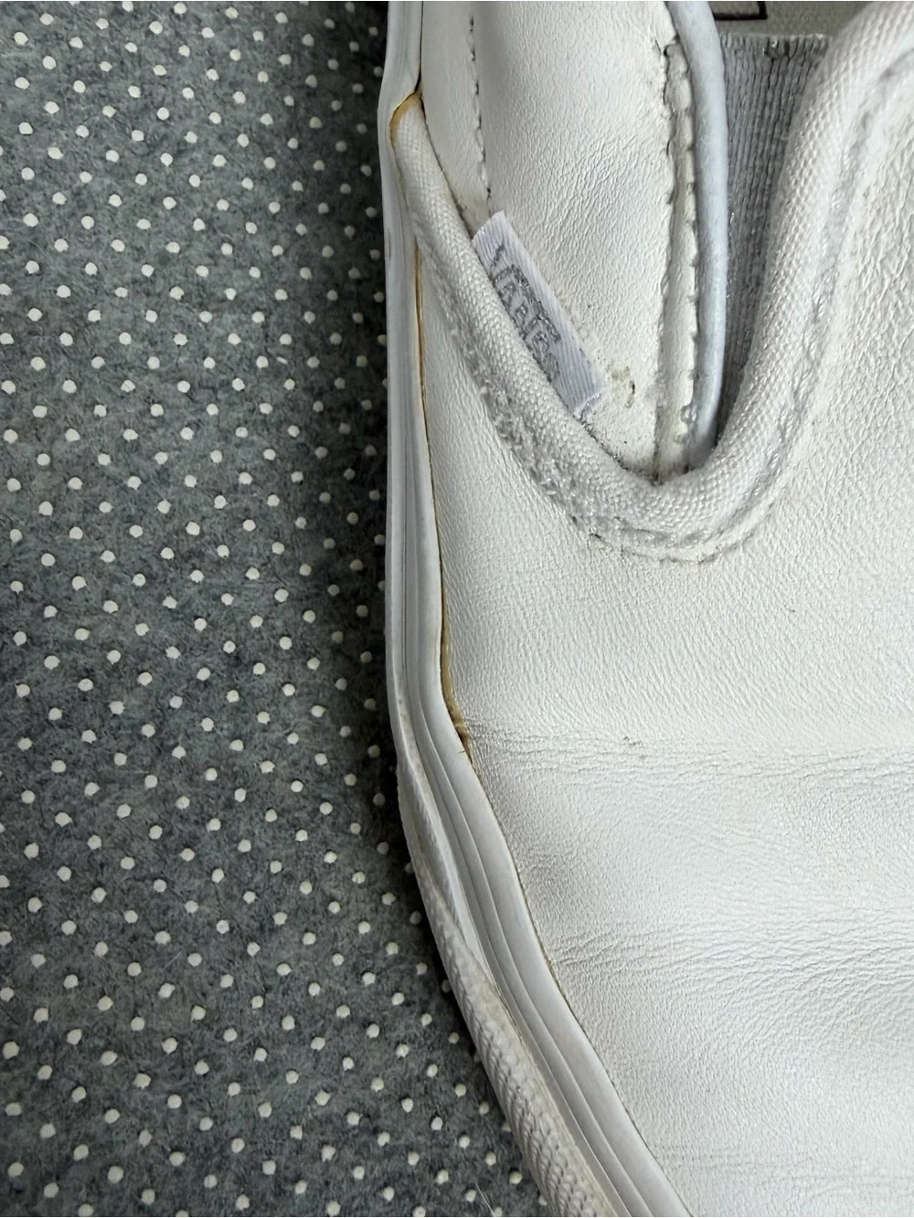 Vans White Slip-On Leather Loafers Size 8
